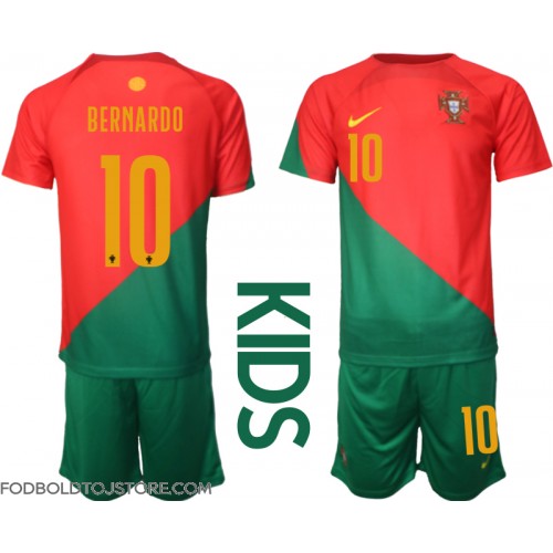 Portugal Bernardo Silva #10 Hjemmebanesæt Børn VM 2022 Kortærmet (+ Korte bukser)